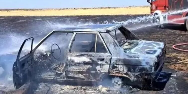 Parklanmış vəziyyətdə olan avtomobil yandı