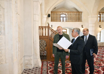 Prezident İlham Əliyev Ağdamın Qiyaslı kəndindəki tarixi məscidin binasının bərpadan sonra açılışında iştirak edib – FOTOLAR