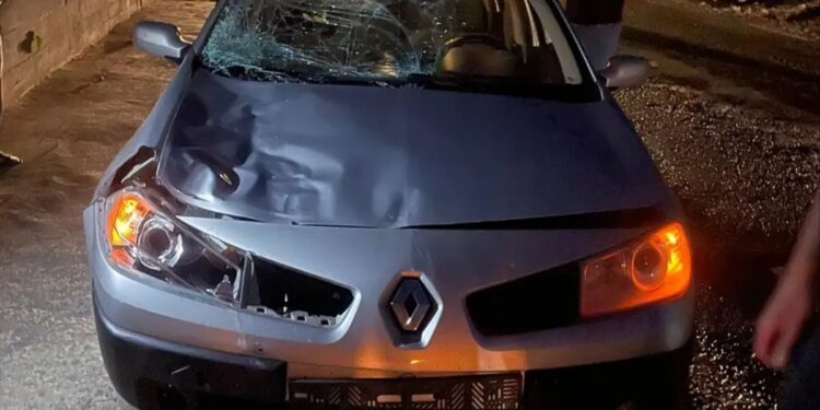 Minik avtomobili inəyə çırpıldı