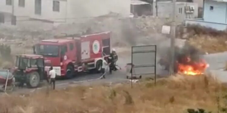 Hərəkətdə olan avtomobil yandı