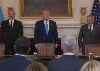 ABŞ Prezidenti Donald Tramp Ağ Evdə mətbuata bəyanatla çıxış edib