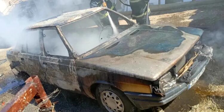 Hərəkətdə olan avtomobil yandı