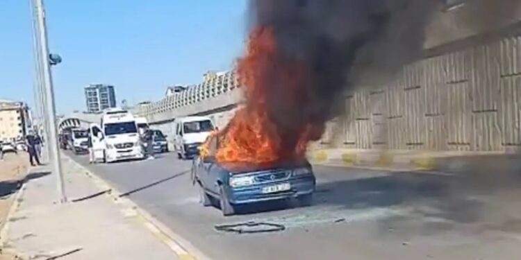 Avtomobil yandı: Sürücü yaralandı