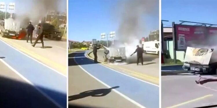 Hərəkətdə olan “Tofaş” yandı