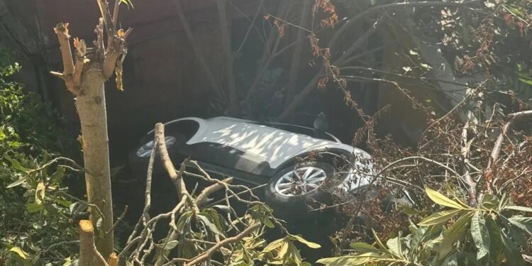 Avtomobil bağçaya aşdı: Sürücü yaralandı