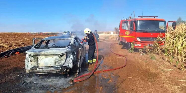 Hərəkətdə olan avtomobil yandı