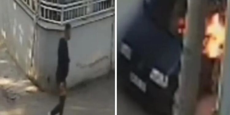 Problemli olduğu şəxsin avtomobilini yandırdı