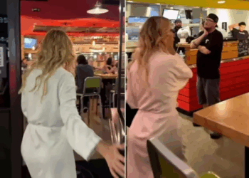 Məşhur müğənni hamam xalatında restorana girdi – VİDEO