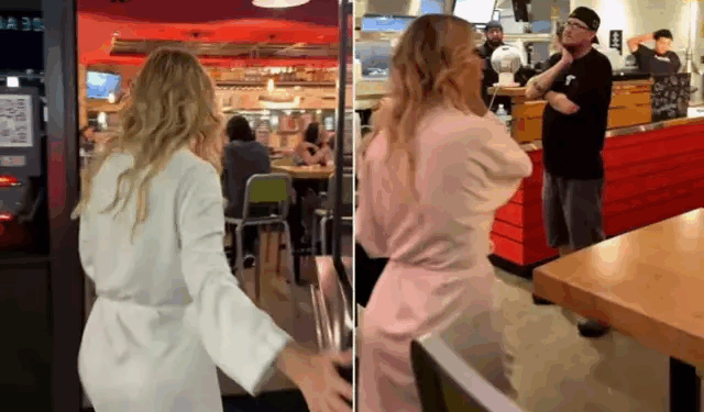 Məşhur müğənni hamam xalatında restorana girdi - VİDEO