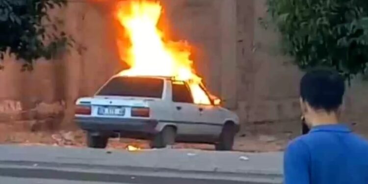 Qaz balonundan istifadə olunan avtomobil yandı