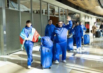 Coşqun Əliyevin hava limanında qarşılanma mərasimi keçirilib