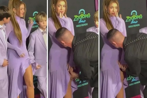 Şakira qırmızı xalçada özünü itirdi: Qəfil gəlib ətəyindən yapışdı