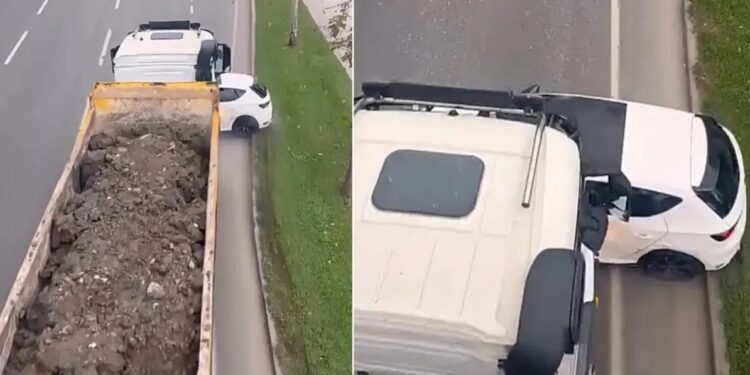 Yük maşını minik avtomobili ilə toqquşdu