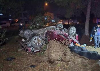 Avtomobil aşaraq çırpıldığı ağacı kökündən qopardı