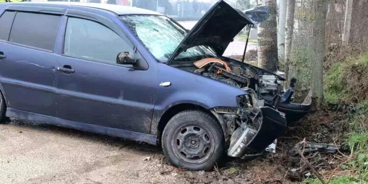 Avtomobil səkiyə və ağaca çırpıldı: 2 yaralı