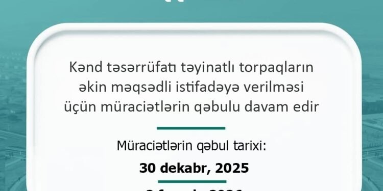 Ağdərə rayonunun Həsənriz kəndində torpaqların əkin məqsədli istifadəyə verilməsi üçün müraciətlərin qəbulu davam edir