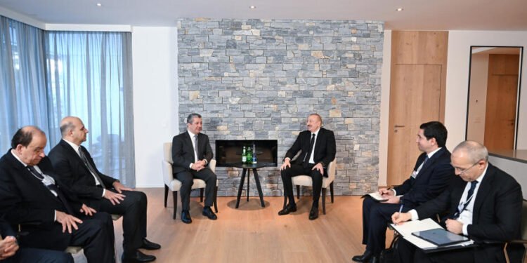 Prezident İlham Əliyev Davosda İraq Kürdüstan Regionunun Baş naziri ilə görüşüb - VİDEO - FOTOLAR