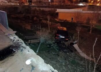 Avtomobil kafenin bağçasına aşdı