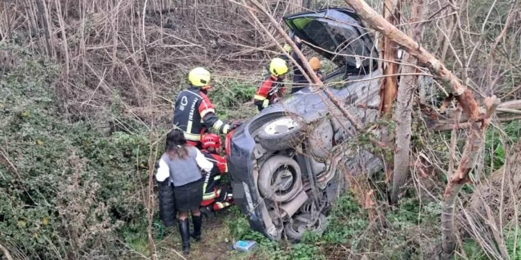 Avtomobil yol kənarına aşdı: Ana və qız yaralandı