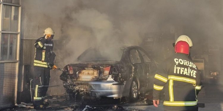 Avtomobil təmir sırasında yandı: 3 işçi yaralandı