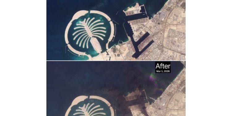 Peyk görüntüləri: Dubay səmasında qara tüstü - FOTO