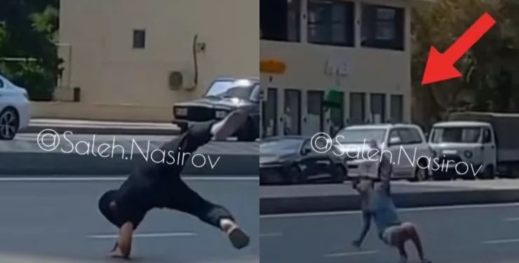 Uşaqlar yolu idman zalına çevirdi, valideynləri polisə çağırıldı - VİDEO