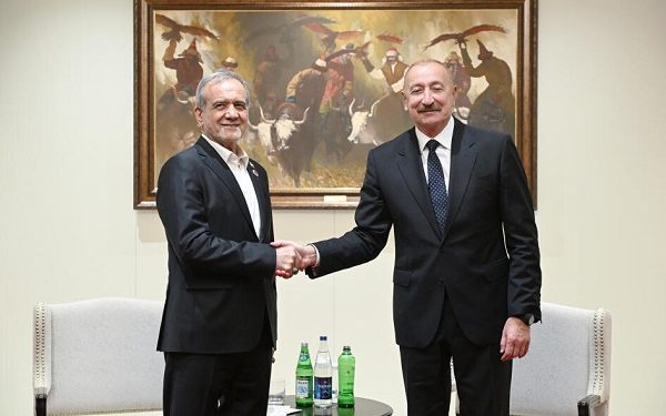 Bişkekdə Prezident İlham Əliyevin Məsud Pezeşkianla görüşü olub - FOTOLAR
