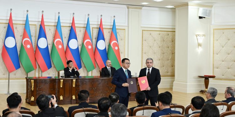 Prezident İlham Əliyevin iştirakı ilə Azərbaycan ilə Laos arasında Birgə Bəyanat qəbul olunub və sənədlər mübadilə edilib -FOTOLAR