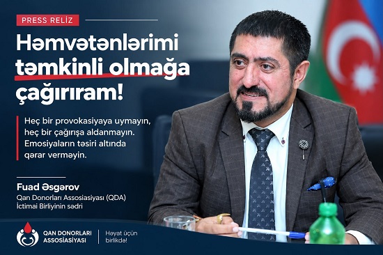 QHT sədrindən vətəndaşlara çağırış: “Həmvətənlərimi təmkinli və səbirli olmağa çağırıram!”