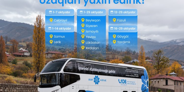 Oktyabrda Səyyar ASAN xidmətin fəaliyyət göstərəcəyi ünvanlar